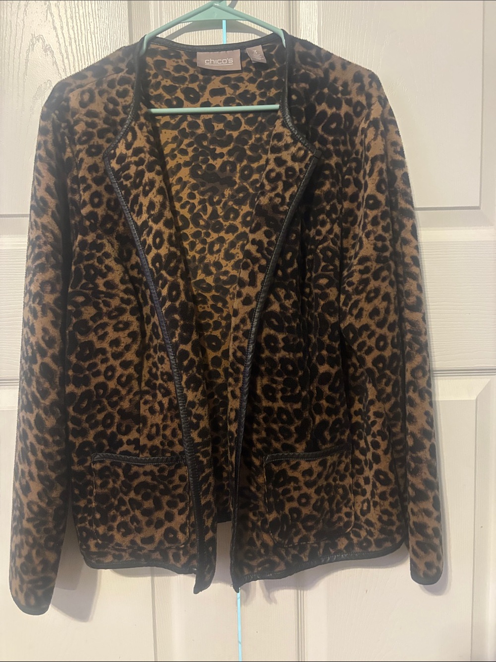 Chico's Leopard-Print Open Jacket in Brown and Black
